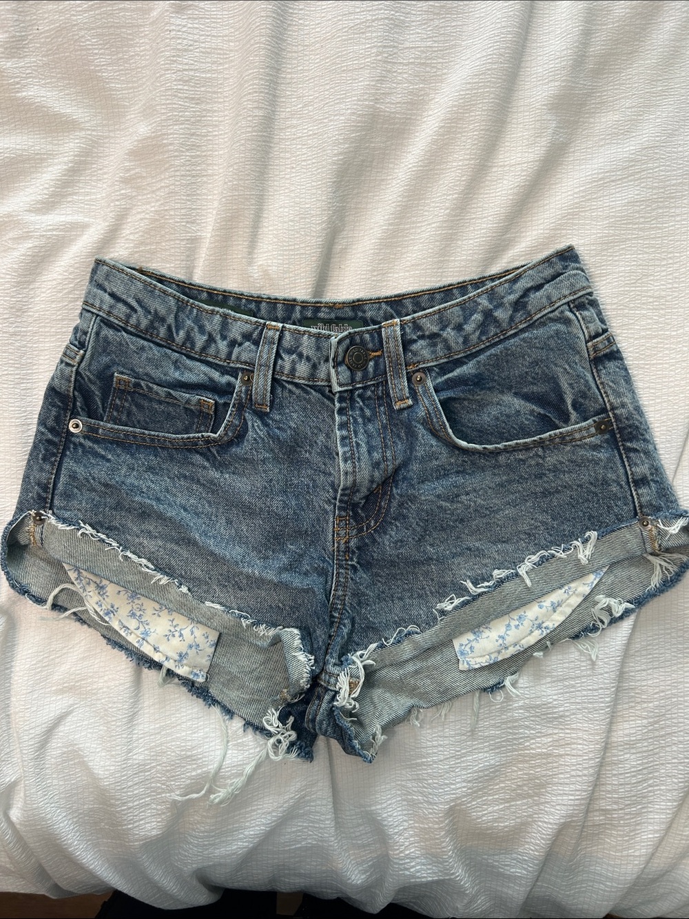 wild fable Distressed Denim Cutoff Shorts in Dark Blue